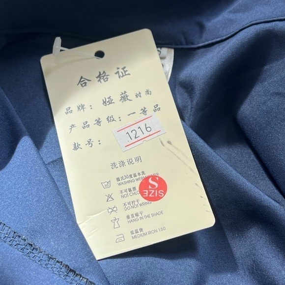 🆕 NWT short sleeve collared belted button pullover mini dress solid blue small - Picture 5 of 9